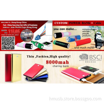 custom make 8000 power bank aluminium case with your logo